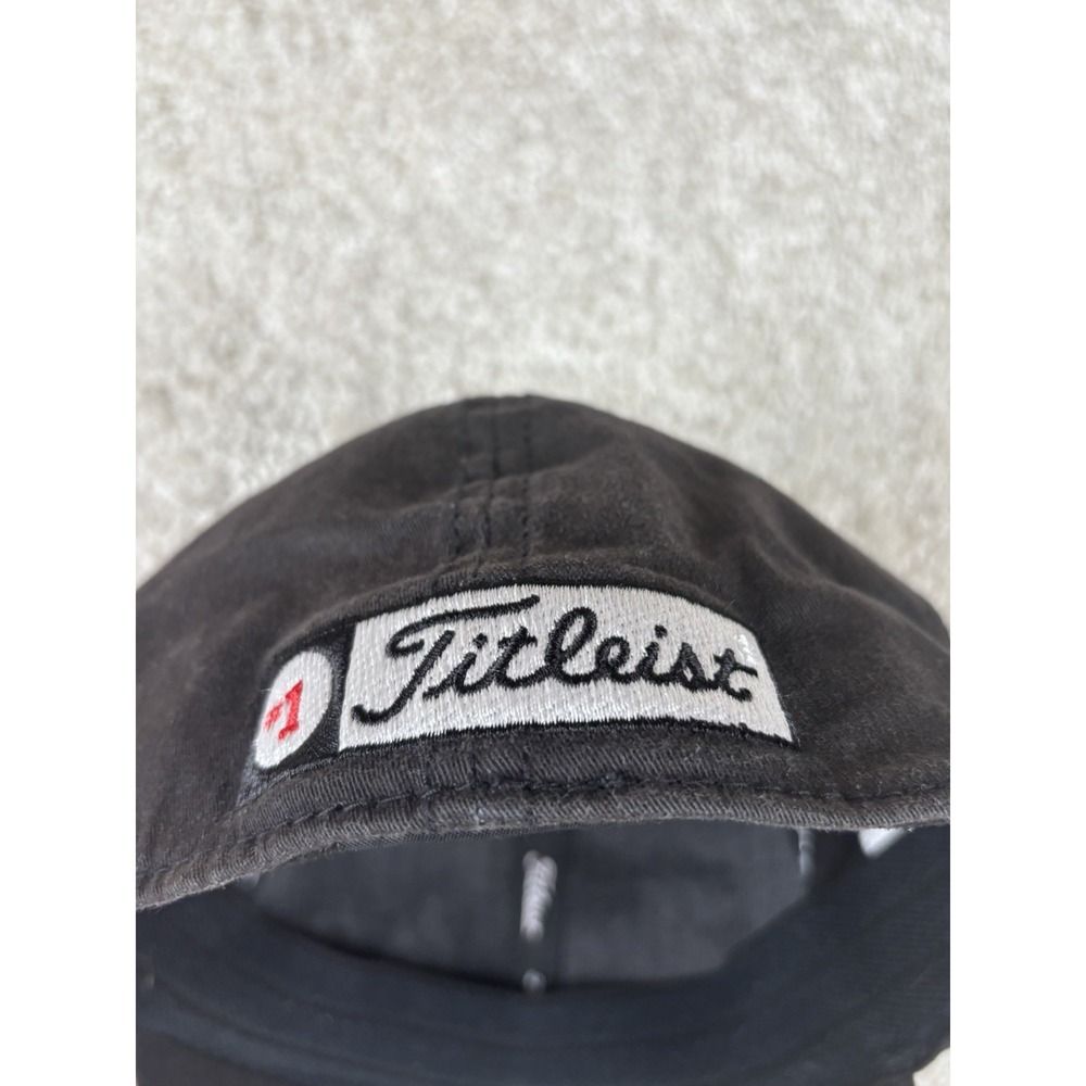 Titleist Fitted Black Golf Hat Footjoy Logo White Script Front Size Flex M/L - Picture 4 of 8